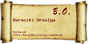 Bereczki Orsolya névjegykártya